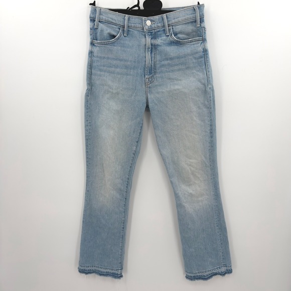 MOTHER Denim - MOTHER The Hustler Ankle Undone Hem Jeans Light Wash Distressed  Sz 27